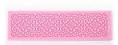 lumanuby Cake Molde de silicona moldes de pastel hornear moldes azúcar almohadillas de encaje de silicona Encaje Fancy Cake Mold Baking Moldes Herramientas de glucosa (rosa, 16 * 4,6 * 0,5 cm)