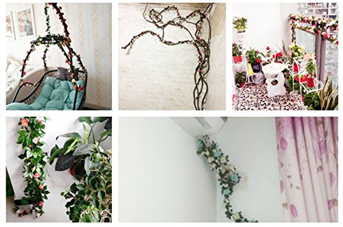 LumenTY 2 Piezas 2.5 M Guirnalda Artificial para Colgar Flor de Rose Rattan Wisteria Seda Garland Colgando Para la boda en casa Jardín Decoración de fiesta de cumpleaños de Navidad - Púrpura