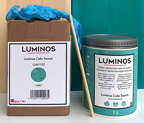 Luminos LUM1103 - CALA SAONA - Lasur Protector para madera. Color Azul Cala Saona. 1L