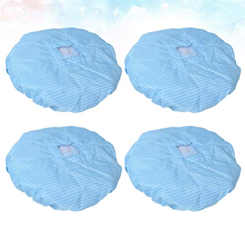 LUOEM 4 Piezas Gorro de Chef Cocina Gorro de Cocina Comida Gorro Elástico Servicio Reutilizable Restaurante Ventilación Gorro de Trabajo Gorro de Catering Azul