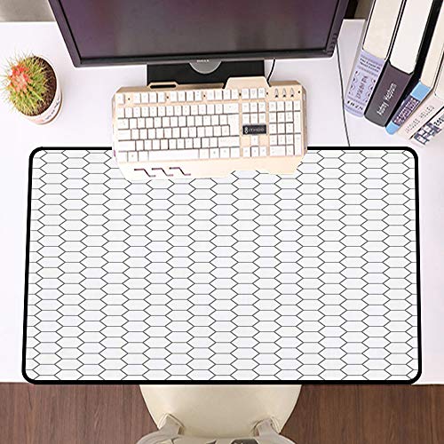 Luoquan Alfombrilla Raton Grande Gaming Mouse Pad,Red de Pelota Hexágono Monocromo Fútbol Bloque Enlace Fútbol Blanco Diseño abst,Impermeable Alfombrilla Gruesa de Goma Antideslizante para ratón