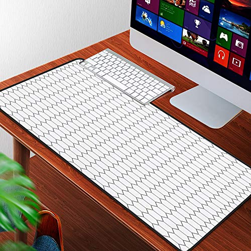 Luoquan Alfombrilla Raton Grande Gaming Mouse Pad,Red de Pelota Hexágono Monocromo Fútbol Bloque Enlace Fútbol Blanco Diseño abst,Impermeable Alfombrilla Gruesa de Goma Antideslizante para ratón