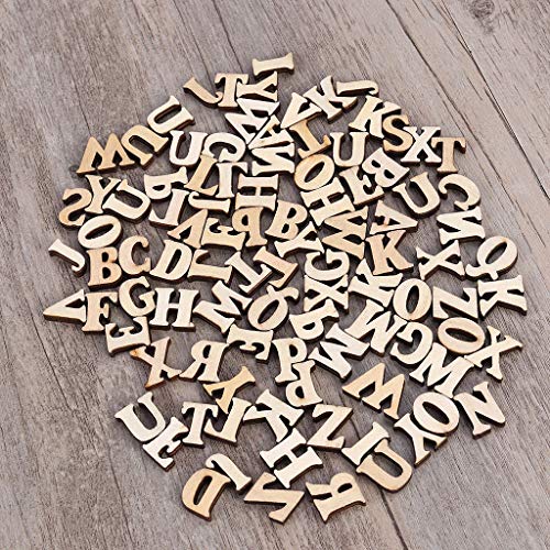 luosh Letras de Madera, 100 Piezas de Letras del Alfabeto de Madera sin terminar para Manualidades, exhibiciones de decoración DIY, decoración del hogar