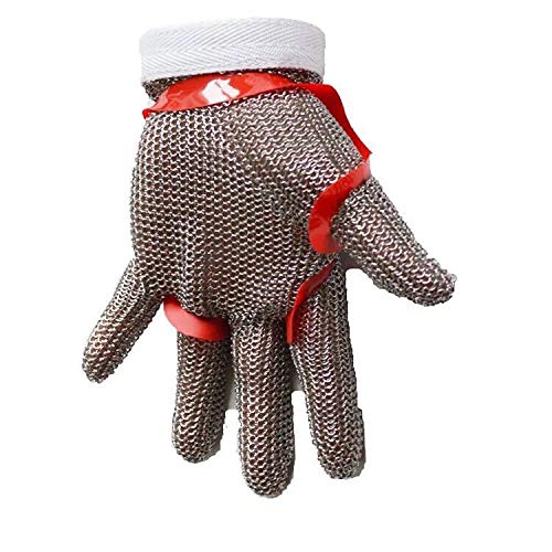 LUOXU Guantes Resistentes al Corte, Cepillado Guantes de Alambre de Acero Inoxidable de Malla Carnicero Seguridad en el Trabajo, para Cortar Carne, ostras desvainar