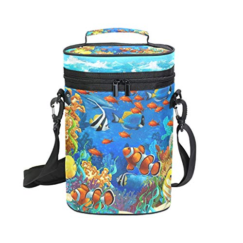 LUPINZ - Bolsa de transporte de vino con diseño de peces bajo el agua