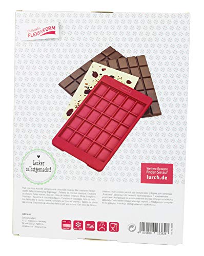 Lurch 83092 - Molde Flexible para Tableta de Chocolate (12 x 20,5 cm, Silicona, 21 x 17 x 1,7 cm), Color Rojo rubí