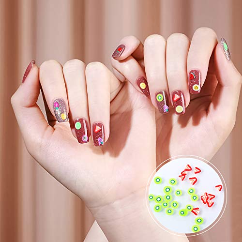 Lurrose 12 tipos de caja de frutas Slice Fruit Slime Nail Art Making Supply Fruit serie DIY decoración de uñas