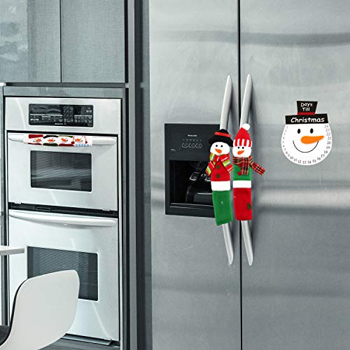 LUTER 4 piezas de Cubiertas de Manija de Puerta de Refrigerador de Navidad, Protector de Manija de Puerta de Horno Microondas para Nevera Decoración de Electrodomésticos de Cocina