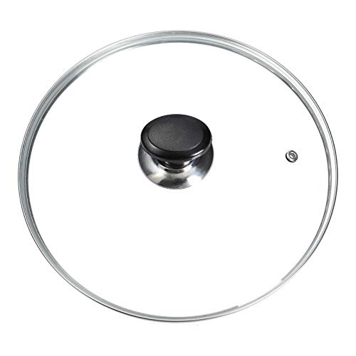 LUTH Premium Profi Parts - Tapa de Vidrio Universal 24cm con manija y Borde Protector de Acero Inoxidable para ollas, sartenes, caserolas.