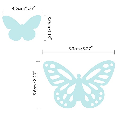 Luxbon 100pcs 3D Decorativas Pegatinas de Pared de la Mariposa 2 Tamaños DIY Mural Decalques Papel Arte Artesanía Inicio Decoración (Verde Claro)