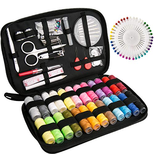 Luxebell Kit de Costura 92 De Coser Accesorios Portátil Casa De Coser Conjunto para Adulto Chicas Mini Casa Costura Caja para Viajes a Domicilio y Uso de Emergencia