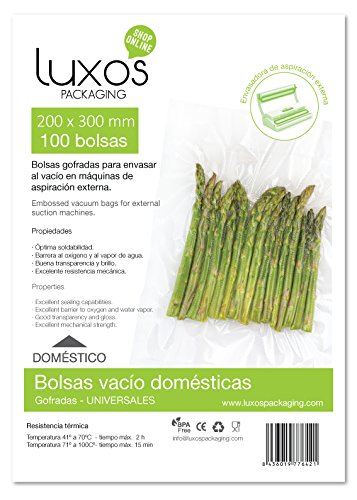 Luxos Packaging 330754 00 - Bolsa de vacío gofrada, 20 x 30 cm, 100 unidades