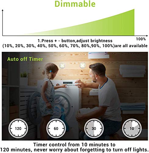 Luz LED inalámbrica, con cambio de color RGB OxyLED. Luz nocturnas de interiores y armarios alimentada por batería. Con función de atenuador, temporización y control remoto (paquete de 6 unidades)