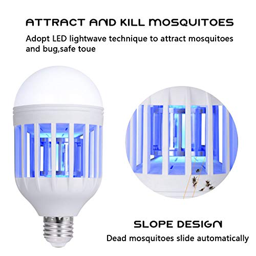 Luz Mata Mosquitos Bombilla LED Ultravioleta Electrónico 2 en 1 Lámpara Anti Polillas, Moscas, Insectos Voladores Moth Killer para Exterior e Interior