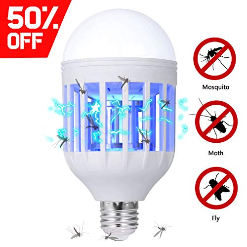 Luz Mata Mosquitos Bombilla LED Ultravioleta Electrónico 2 en 1 Lámpara Anti Polillas, Moscas, Insectos Voladores Moth Killer para Exterior e Interior