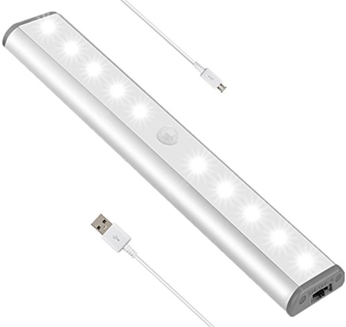 Luz Nocturna Luces Armario Con Sensor Movimiento 10 Led Del Sensor De Movimiento Con El ImáN Incorporado BateríA Recargable Para Armario Pasillo Escalera SóTano Cocina Garaje Gabinete (1 PACK)