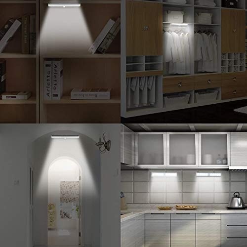 Luz Nocturna,Sensor de Movimiento 10 LED Alimentado Por Batería Sensor de Luz Interior Luz de Armario Luz LED de Armario,Para Armario,Pasillo,Escalera,Sótano,Cocina,Garaje,Gabinete,Baño(2 Pack)