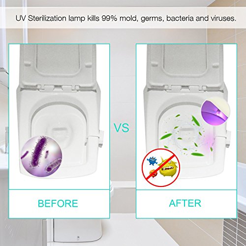 Luz WC–Rantizon Wc Luz Nocturna Luz de Desinfección UV, con Detección de Movimiento del Sensor Automático & Aromaterapia, Iluminación Nocturna para Cuartos de Baño con Niños