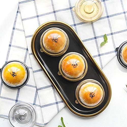 LXJLXJ 50pcs Pasteles de la Luna Caja de Embalaje de la Luna Redonda Cake Box molletes de plástico Transparente molletes Galletas de la Torta de contenedores Copas, Negro