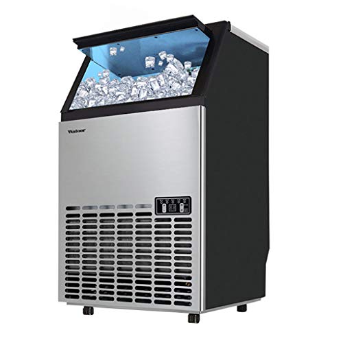 Lxn Máquina comercial de hielo independiente, 120 lbs. Hielo en 24 horas, con capacidad de almacenamiento de 33 lbs. Ideal para restaurantes, bares, casas y oficinas