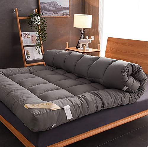 LYBFNN Futon Colchón Tatami Ground Mat Plegable Algodón Ecológico Memory Colchón con Correas Terten Espuma Japonés Tradicional Colchón Futón Antideslizante Viajes Camping,A:Gray,180 * 200cm