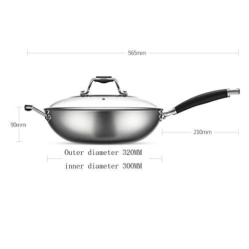 LYDIANZI Multifunción de Acero Inoxidable 316 Wok, Antiadherente Stir Fry Pan con la Tapa y la espátula, compatibles con la inducción, Resistente a arañazos, sin la Capa Pot Fogón de Gas for el hogar