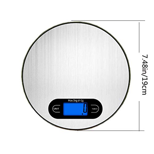 LYNNDRE Báscula De Cocina Digital De Alta Precisión, Botón Táctil, Calculadora De Nutrición De Cocina para Cocinar Y Hornear, Acero Inoxidable,Plata