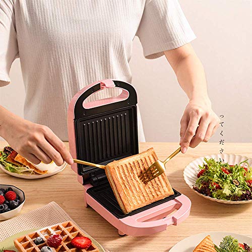 LZ Sandwichera eléctrica de Prensa compacta, Parrilla, gofres, Tortilla, Adecuada para 2-3 Personas, Oficina, Cocina doméstica, sandwichera Placa de Revestimiento Antiadherente, Rosa