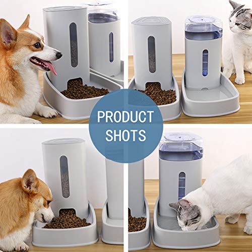 LZDMY Dispensador de Comida y Agua para Perros y Gatos 2 Piezas 3.8Lx2 Comederos y Bebederos Automático de Alimentos Fuente de Agua Mascotas Accesorios Grande