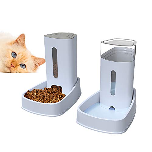 LZDMY Dispensador de Comida y Agua para Perros y Gatos 2 Piezas 3.8Lx2 Comederos y Bebederos Automático de Alimentos Fuente de Agua Mascotas Accesorios Grande