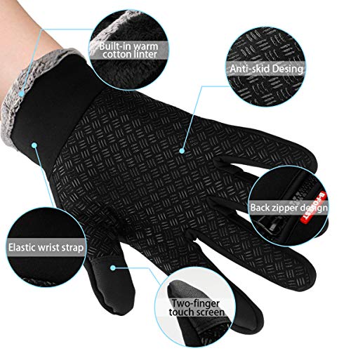 Lzfitpot Guantes de Invierno Cálido Impermeable Pantalla Táctil a Prueba de Viento Antideslizante,para Bicicleta,Moto y Correr al Aire Libre Guantes Calientes,Unisex