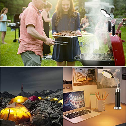 Lzfitpot Juego de 2 Luces para Barbacoa, de Doble Cara, 30 LED, magnéticas, 360 Grados, Ajustable, Resistente a la Intemperie, Juego de Herramientas (2 Luces de Colores, Negro)