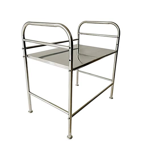 Macallen Soporte Microondas Estante Estanterias Microondas Cocina Encimera Inoxidable con Ganchos para Utensilios 50 x 33,5 x 53 CM