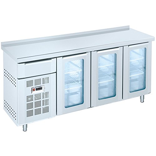 Macfrin 715V Mesa Fría Alta 199X60 GN23 de 3 Puertas Con Cristal y 1 Cajón