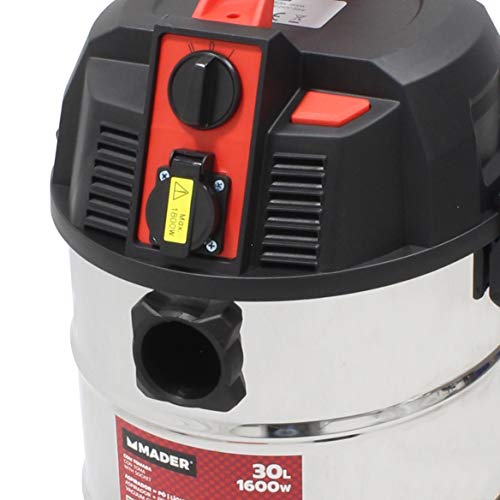 Mader Power Tools 63352 Aspirador Polvo Liquidos Inox 1600W 30L, Multicolor, Talla Única