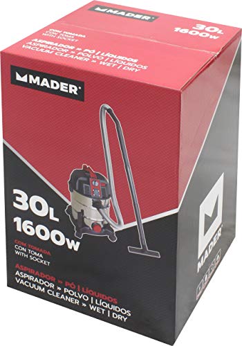 Mader Power Tools 63352 Aspirador Polvo Liquidos Inox 1600W 30L, Multicolor, Talla Única