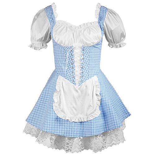 MADONG Uniforme Tentación Sexy Lencería Maid Attire Collar de Tartán Vestido Delantal Outlet L