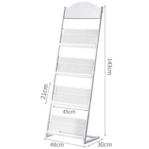 Magazine stand Revistero De Acero Al Carbono Plateado, ExhibicióN De Ensamblaje Folleto De La Revista CatáLogo CatáLogo Soporte para Bastidor, 4 Bolsillos 18"Alt. X 12" An, 56"Alto, para Feria