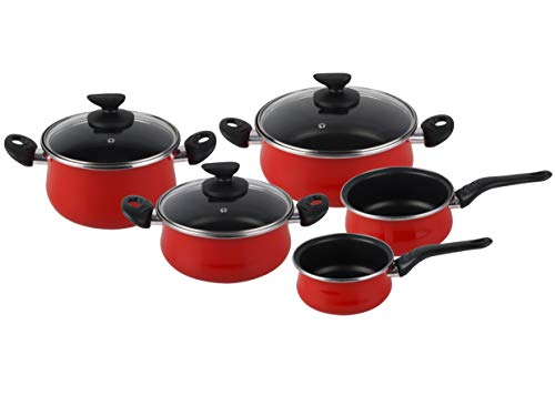 Magefesa Batería Cocina, Acero vitrificado, Rojo, 5 piezas