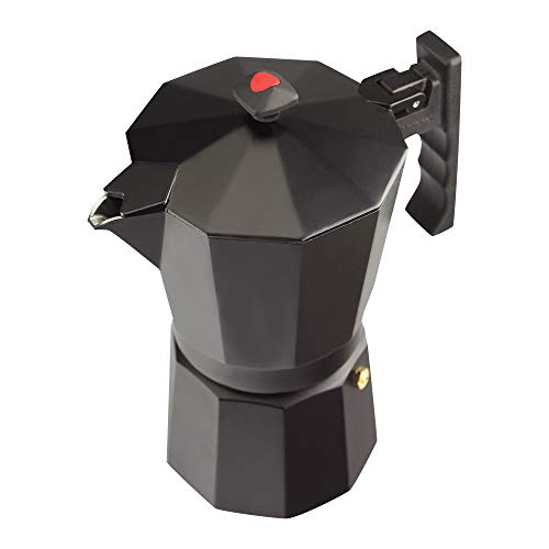 MAGEFESA Colombia – La cafetera MAGEFESA Colombia está Fabricada en Aluminio Extra Grueso. Pomo y Mangos ergonómicos de bakelita Toque Frio. (Negro, 9 Tazas)