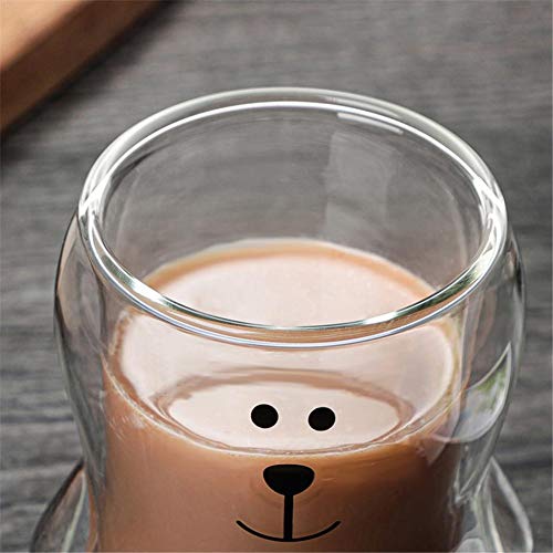 Magent - Taza de café con diseño de oso de doble pared con aislamiento de cristal, taza de café, taza de té, taza de leche, el mejor regalo para la oficina o cumpleaños