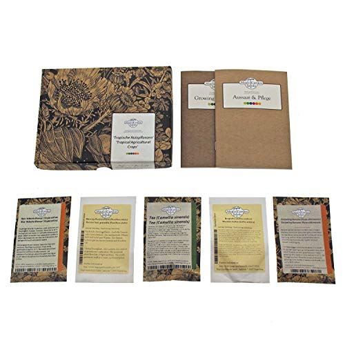 Magic Garden Seeds Cultivos Tropicales: Café, plátano, maracuyá, arroz y té - Semillas-Set de Regalo con 5 Plantas exóticas mundialmente Famosas