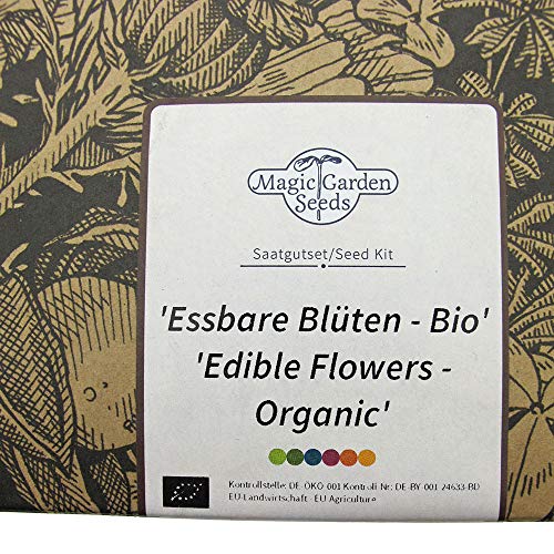 Magic Garden Seeds Flores comestibles (Orgánicas) - Semillas-Set de Regalo con 4 variedades aromáticas y Hermosas