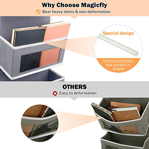 Magicfly Organizador para Puerta con 5 Compartimientos, Organizador Vertical del Tipo Bolsillo para Colgar en la Puerta, Almacenaje de Juguetes, Pañales, Toallas, etc, Gris