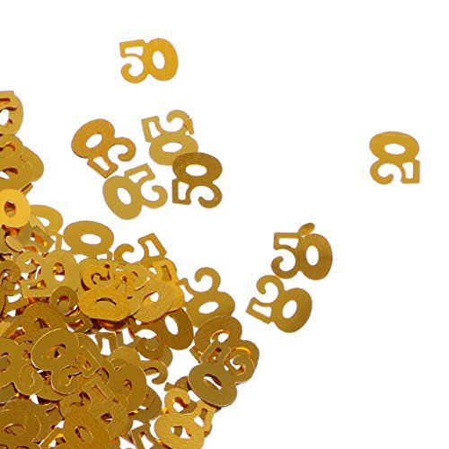 MagiDeal 1 Bolsa de Confeti de Tabla para Fiesta de Cumpleaños Impreso con Número de Edad Decoración de Aniversario de Boda Color de Oro 6 Tipos - 50