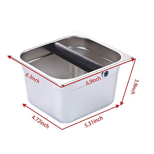 Magiin Caja de Café de Acero Inoxidable Contenedor de Posos de Café Cajón para Vaciar Posos de Café Expreso Gran Capacidad Mantenga Limpia para Cafetería Restaurante Bar Cocina Casa