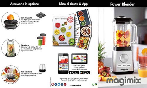 Magimix Batidora Power Blender nuevo negro 1300 w 6000 a 22000 rpm (+ 3 ACCESORIOS OPCIONALES : MINI VASO+ EXPRIMIDOR+ BLENDCUPS