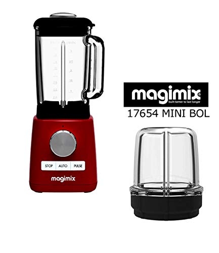 Magimix Power Blender Batidora rojo new 1300w -22000 rpm- mas poderoso (+ MINI VASO (y pequeñas preparaciones).