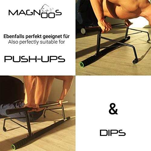 Magnoos Barra Dominadas ”Matador” - Premium Barra de Estiramiento Sin Tornillos y Montaje para el Marco de la Puerta - 20cm más Alto para un Rango de Movimiento Óptimo - Gimnasio en Casa