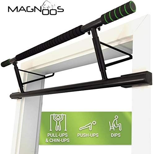 Magnoos Barra Dominadas ”Matador” - Premium Barra de Estiramiento Sin Tornillos y Montaje para el Marco de la Puerta - 20cm más Alto para un Rango de Movimiento Óptimo - Gimnasio en Casa